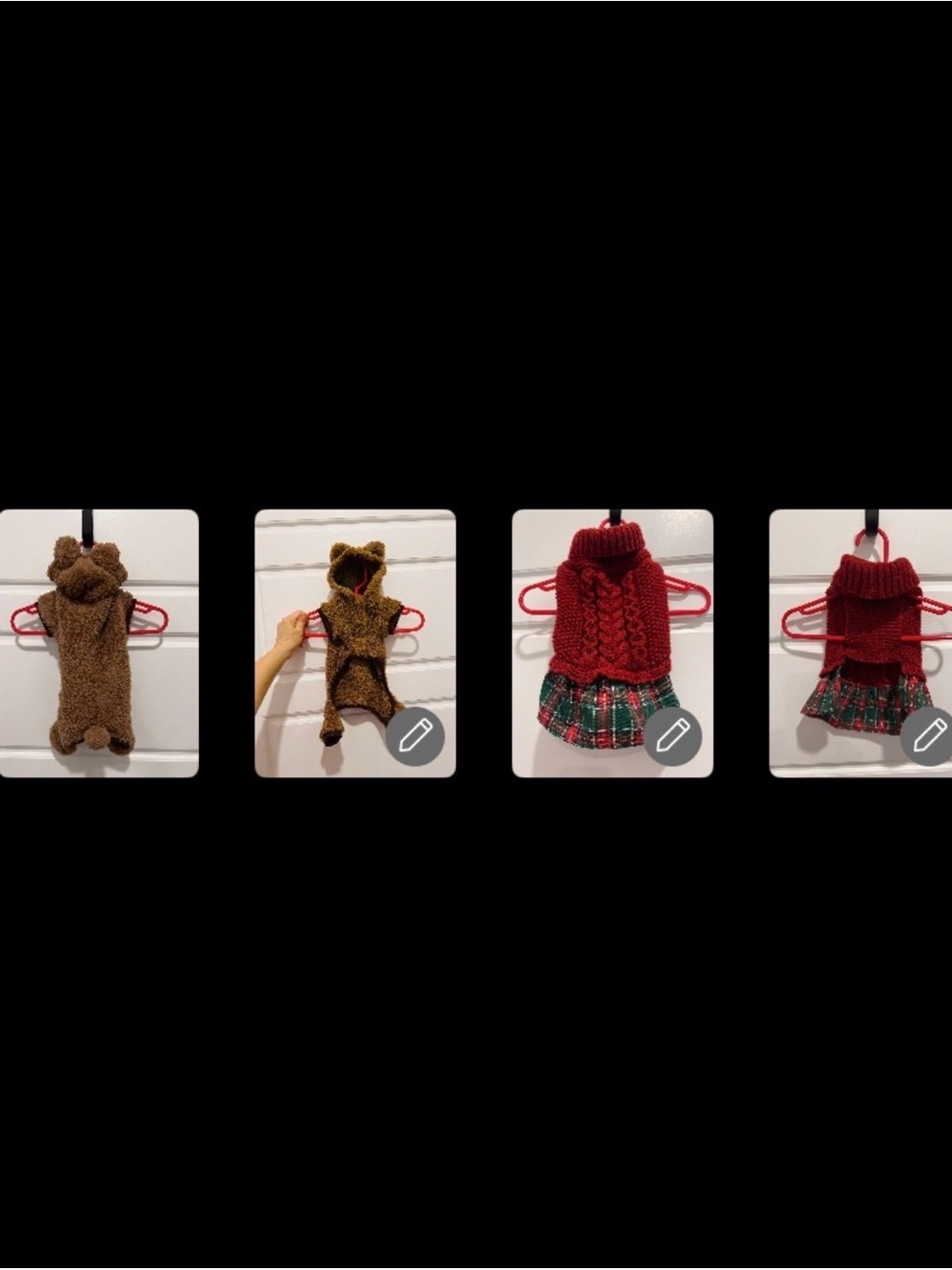 2 Super Cute Pet Onesies: A Teddy Bear and a Sweater/skirt.